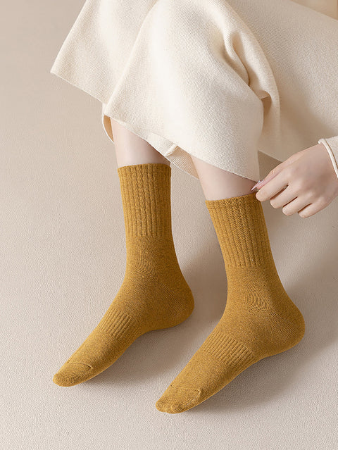 6 paires de chaussettes d'hiver en coton unies pour femmes