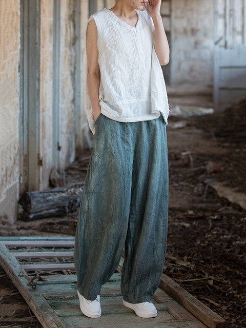 Pantalon lanterne de poche rétro tie-dye pour femmes de grande taille d'été