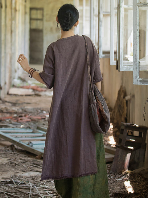 Robe d'été vintage à franges et ourlet fendu pour femmes