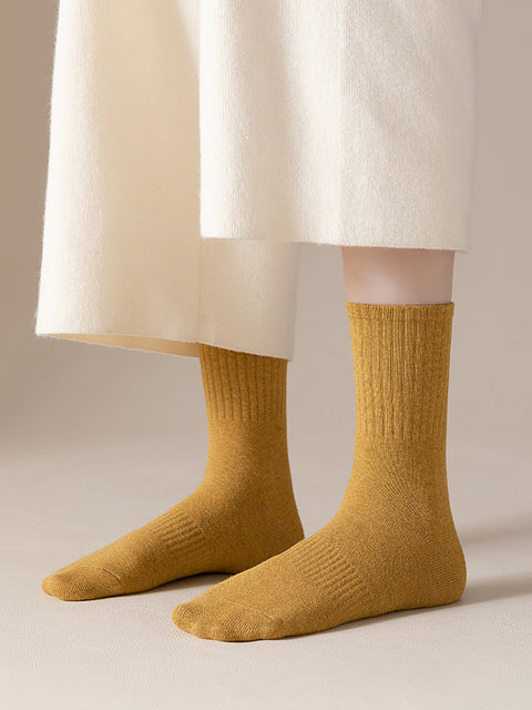 6 paires de chaussettes d'hiver en coton unies pour femmes