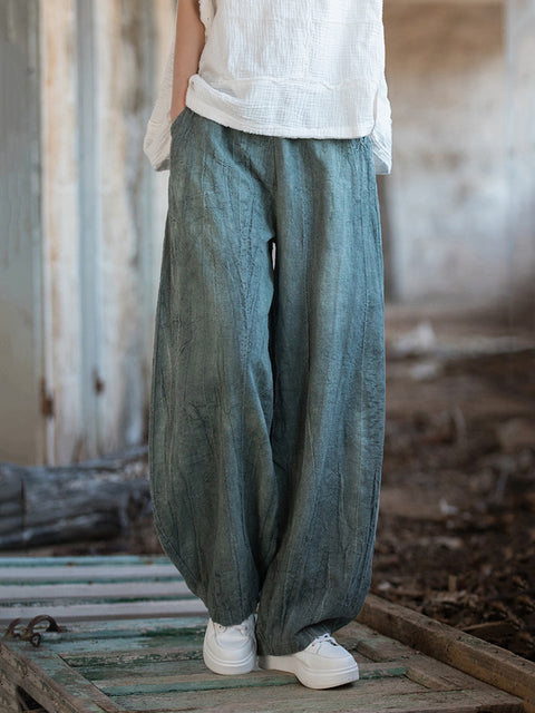 Pantalon lanterne de poche rétro tie-dye pour femmes de grande taille d'été