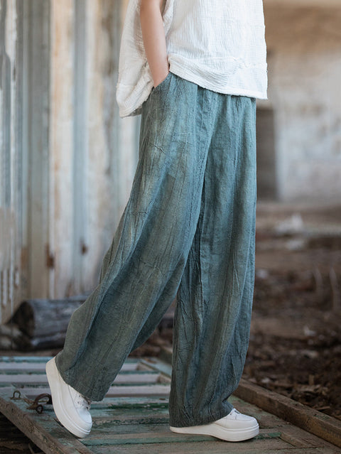 Pantalon lanterne de poche rétro tie-dye pour femmes de grande taille d'été