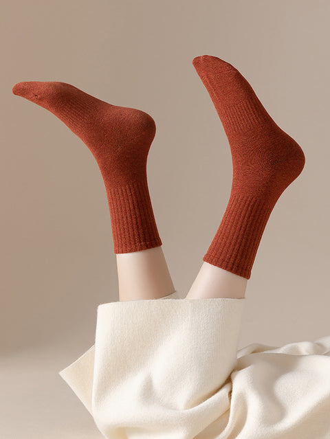 6 paires de chaussettes d'hiver en coton unies pour femmes