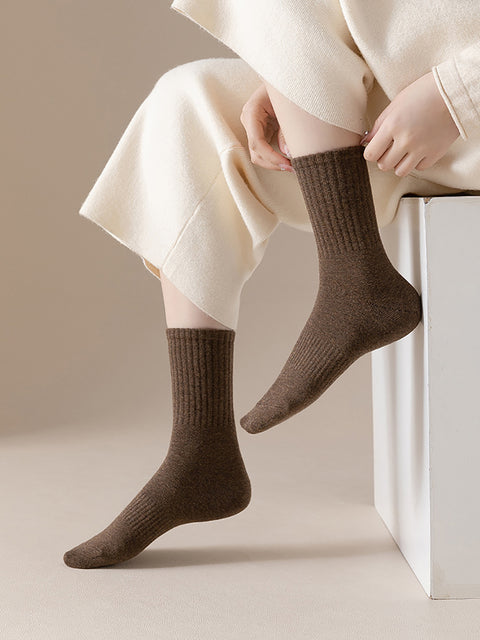 6 paires de chaussettes d'hiver en coton unies pour femmes