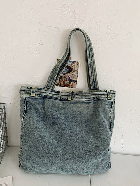 Sac à main en denim uni vintage pour femme