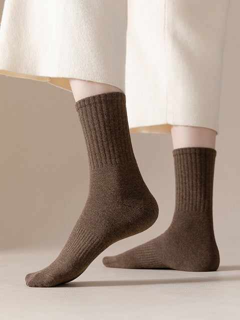 6 paires de chaussettes d'hiver en coton unies pour femmes