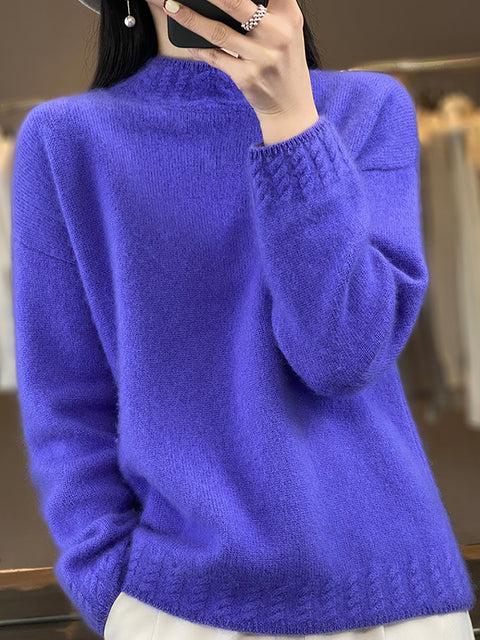 Pull en laine à col rond et rayures pour femme, décontracté, automne