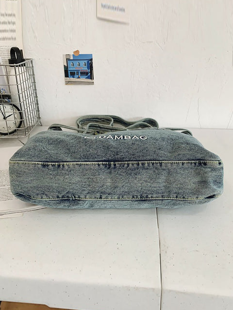 Sac à main en denim uni vintage pour femme