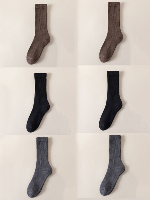 6 paires de chaussettes d'hiver en coton unies pour femmes