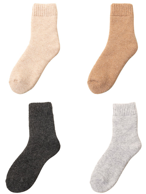 4 paires de chaussettes d'hiver en laine pour femmes