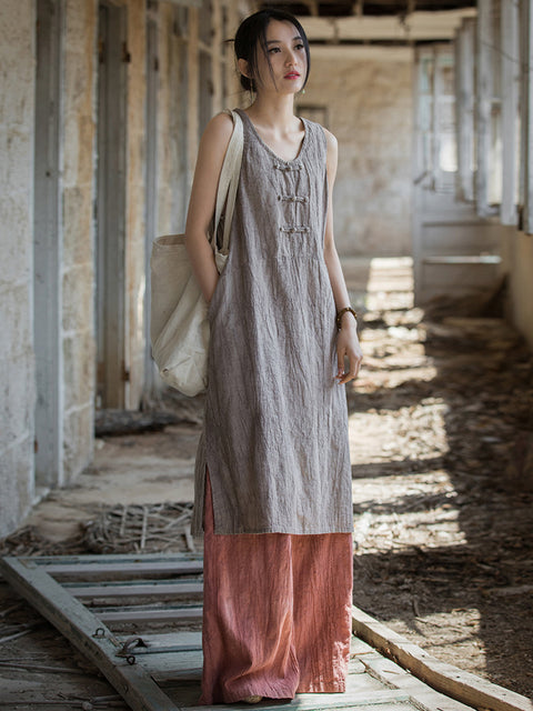 Robe gilet vintage tie-dye d'été pour femme