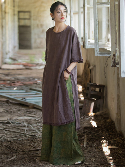 Robe d'été vintage à franges et ourlet fendu pour femmes