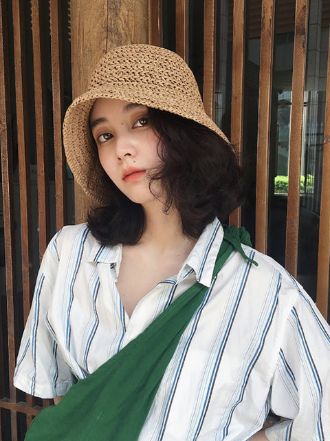 Women Summer Straw Weave Solid Travel Sunproof Hat