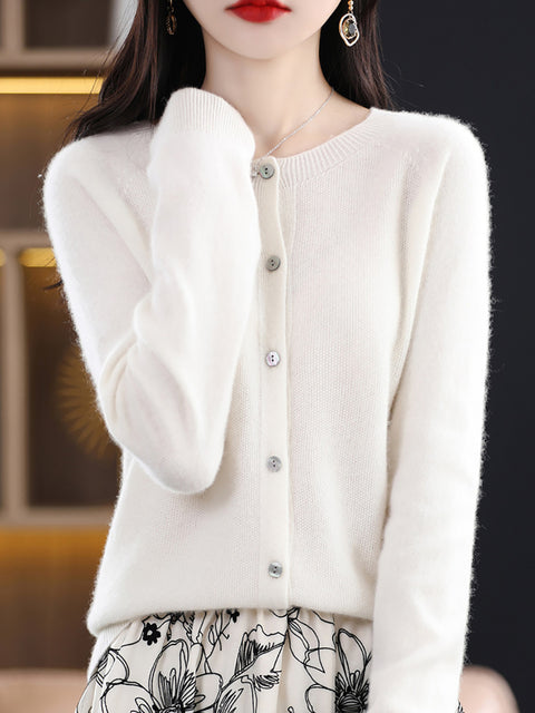 Cardigan d'hiver en laine pour femme, pull uni