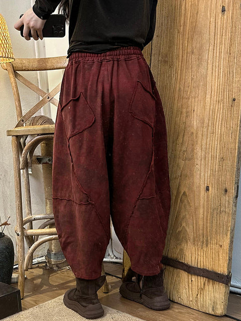 Pantalon d'été décontracté en lin à carreaux pour femmes