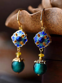 Thumbnail for Boucles d'oreilles ethniques faites à la main en cloisonné de qualité