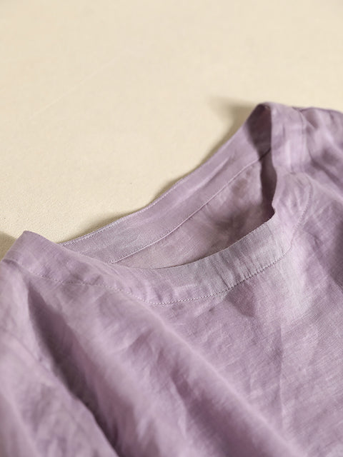 Chemise décontractée à manches en dentelle pour femmes, couleur unie, avec cordon de serrage, été