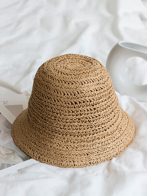 Women Summer Straw Weave Solid Travel Sunproof Hat