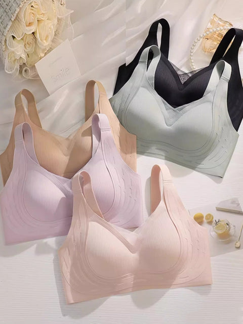 Soutien-gorge à bonnets fixes uni sans coutures pour femmes