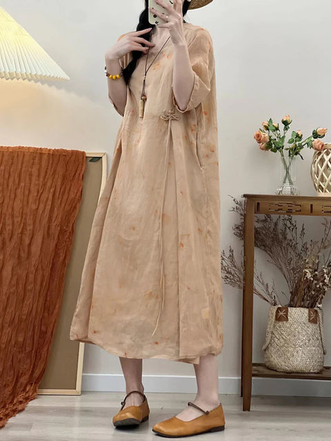 Robe Ramie de voyage ample imprimée Rerto pour femmes, grande taille, été