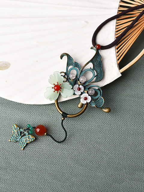 Alloy Butterfly Shell Flower Long Necklace