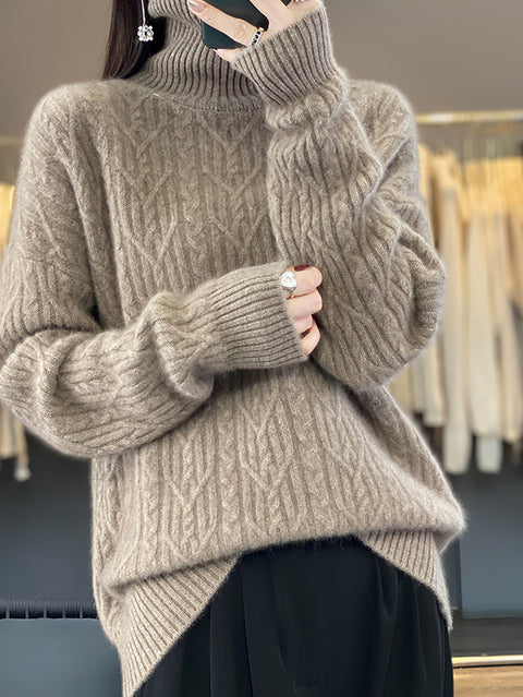 Pull en laine à col rond et rayures pour femme, décontracté, automne