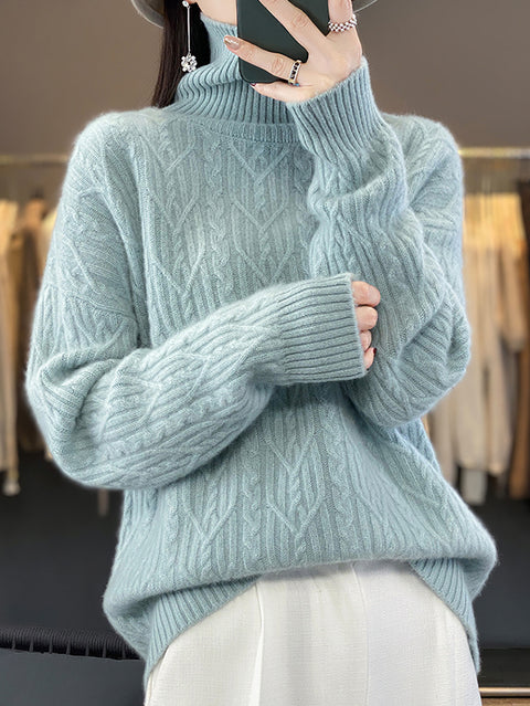 Pull en laine à col rond et rayures pour femme, décontracté, automne