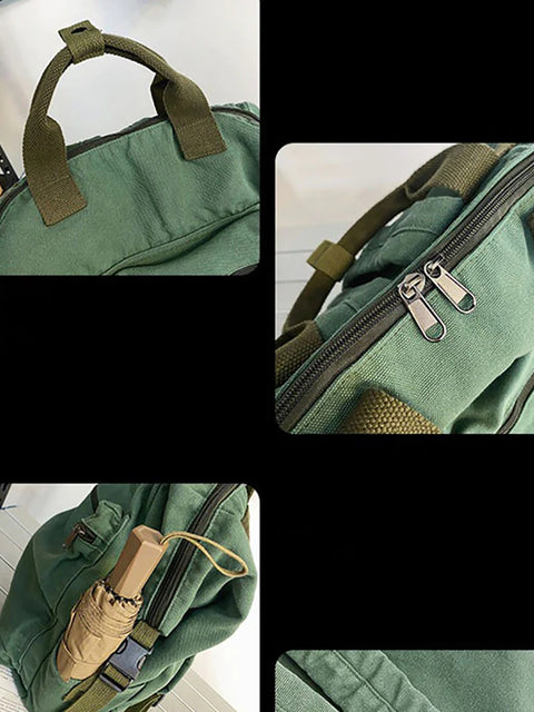 Casual Solid Canvas Zipper Backpack