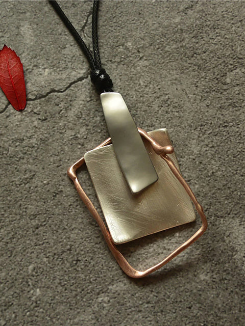 Buykud Simple Casual Géométrique Pendentif Long Collier