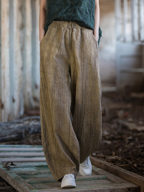 Pantalon lanterne de poche rétro tie-dye pour femmes de grande taille d'été