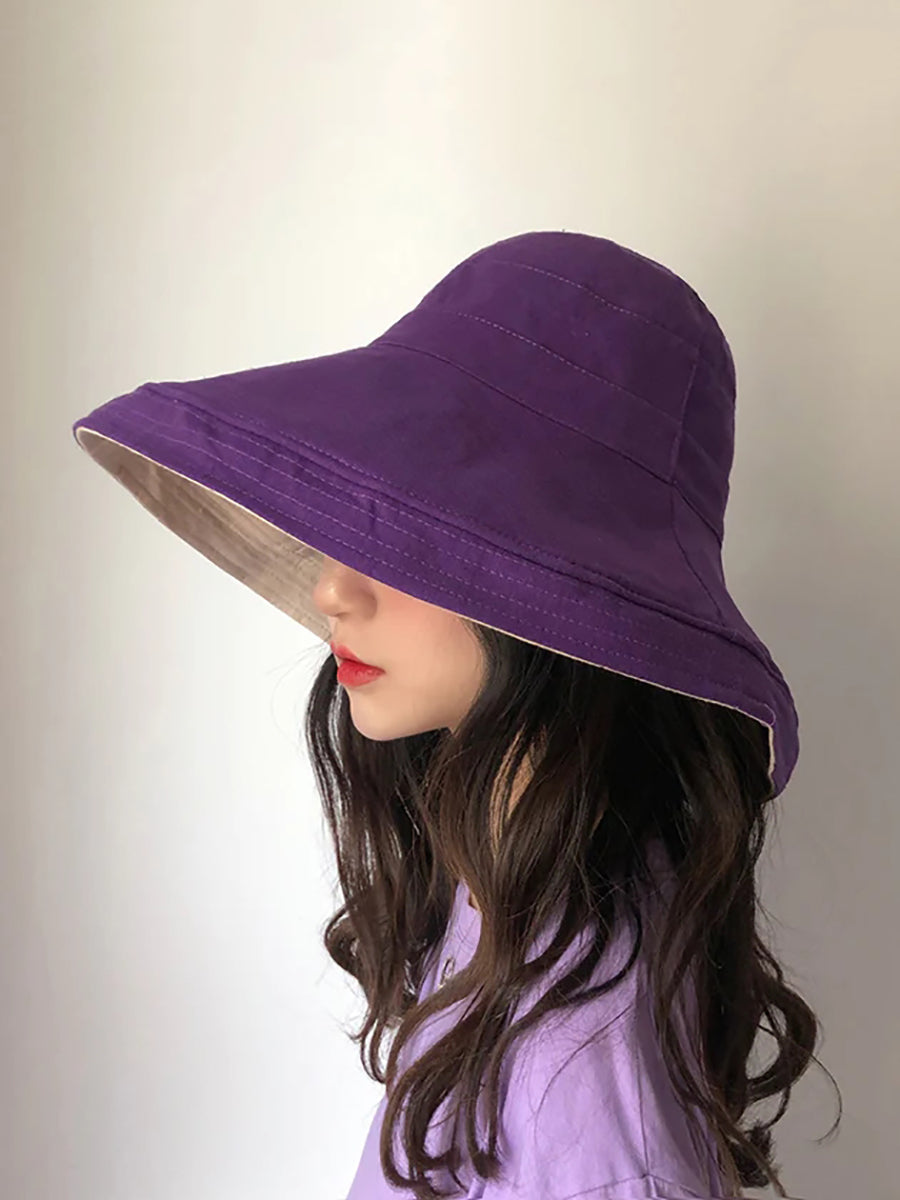 Chapeau de soleil d'été pour femme, chapeau pliable de couleur unie