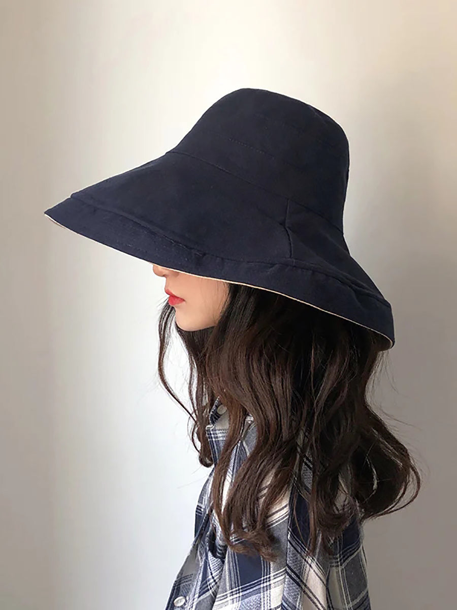 Chapeau de soleil d'été pour femme, chapeau pliable de couleur unie