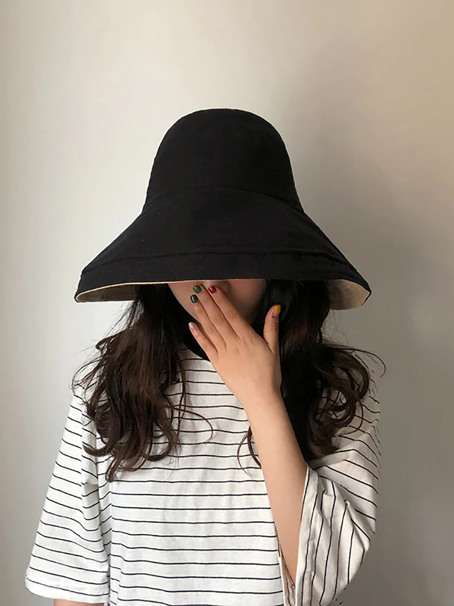 Chapeau de soleil d'été pour femme, chapeau pliable de couleur unie