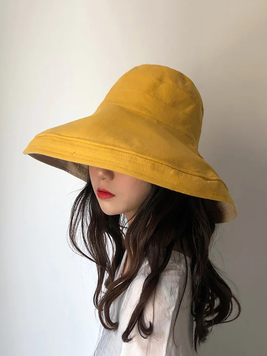 Chapeau de soleil d'été pour femme, chapeau pliable de couleur unie