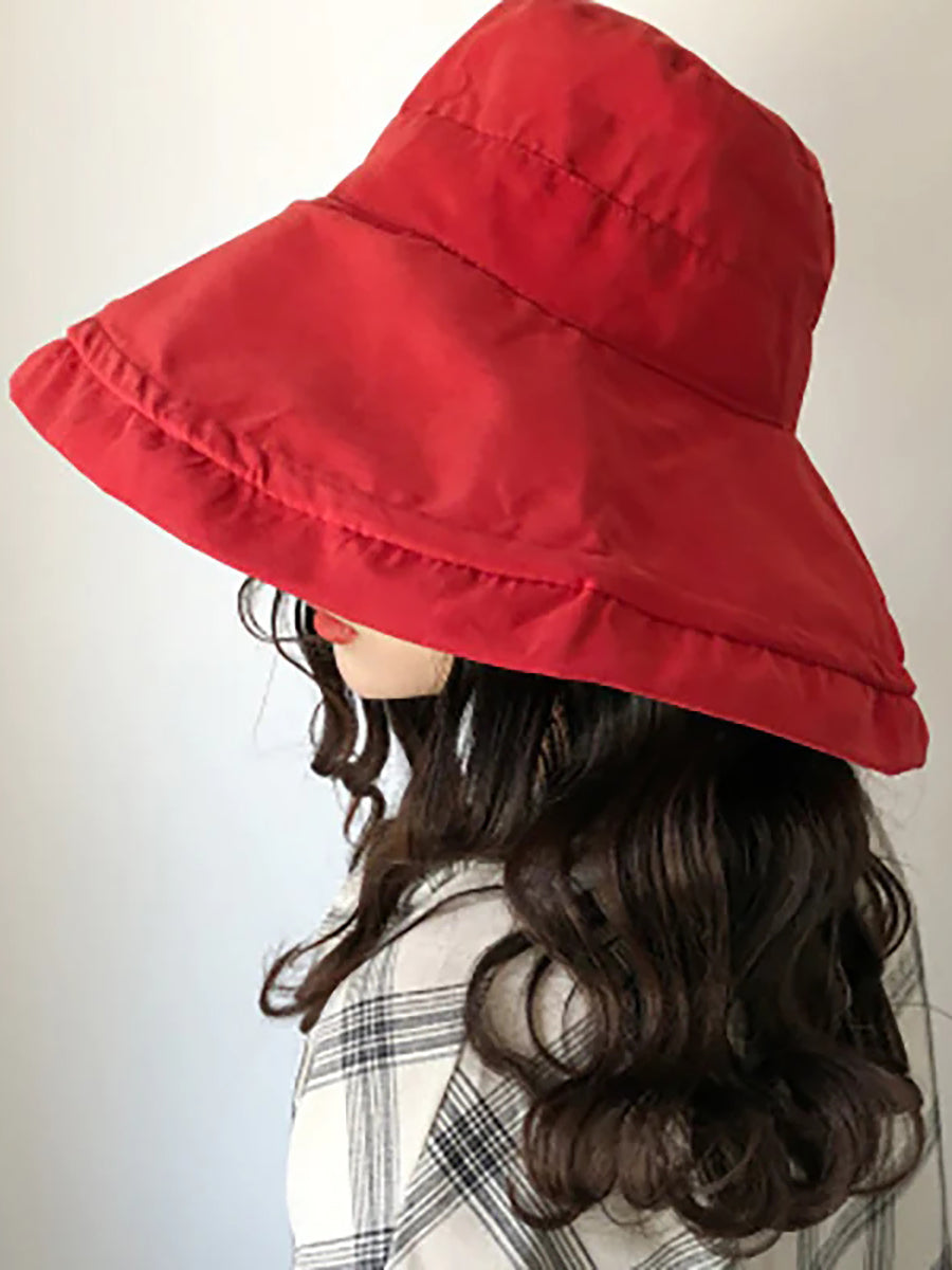 Chapeau de soleil d'été pour femme, chapeau pliable de couleur unie