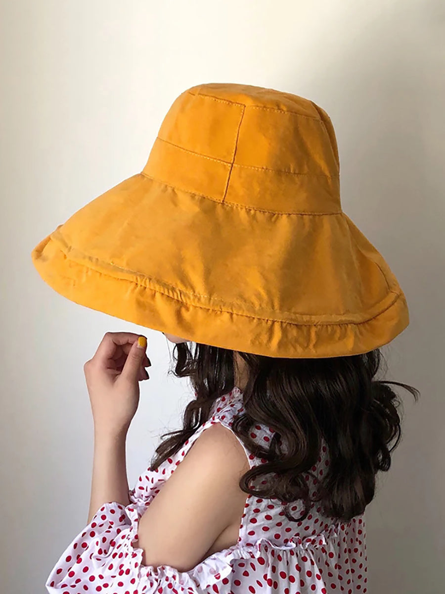 Chapeau de soleil d'été pour femme, chapeau pliable de couleur unie