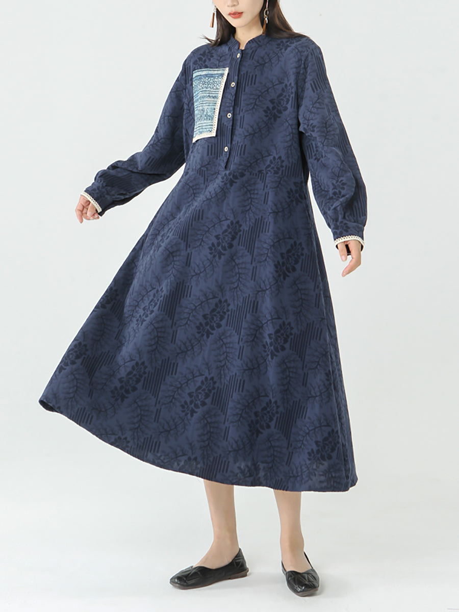 PLUS TAILLE - Robe longue patchwork à manches longues pour femme