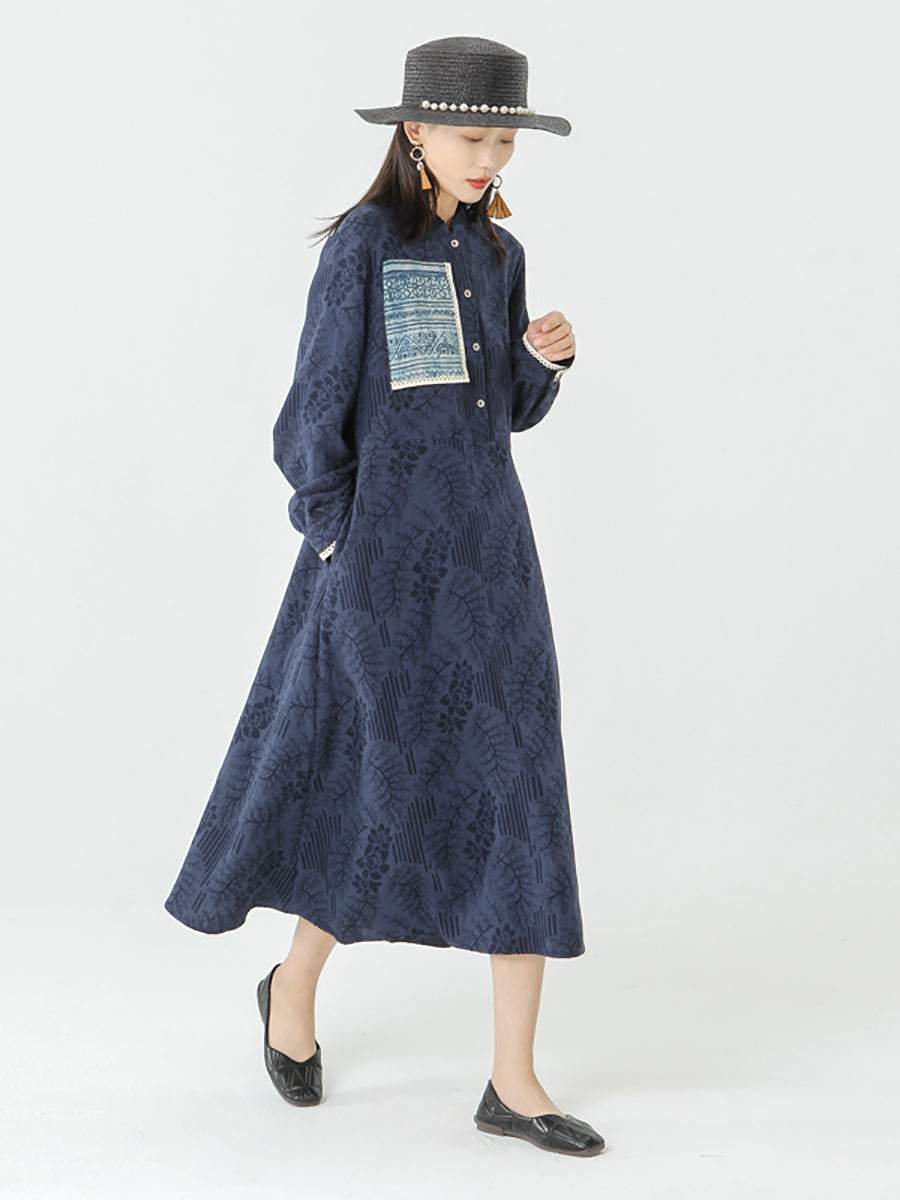 PLUS TAILLE - Robe longue patchwork à manches longues pour femme