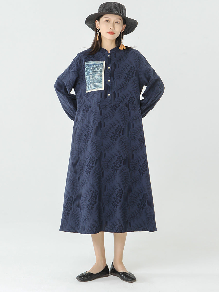 PLUS TAILLE - Robe longue patchwork à manches longues pour femme