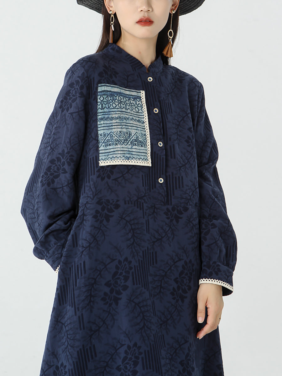 PLUS TAILLE - Robe longue patchwork à manches longues pour femme