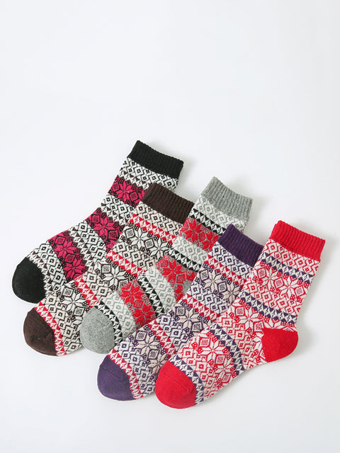 5 paires de chaussettes épaisses d'hiver pour femmes