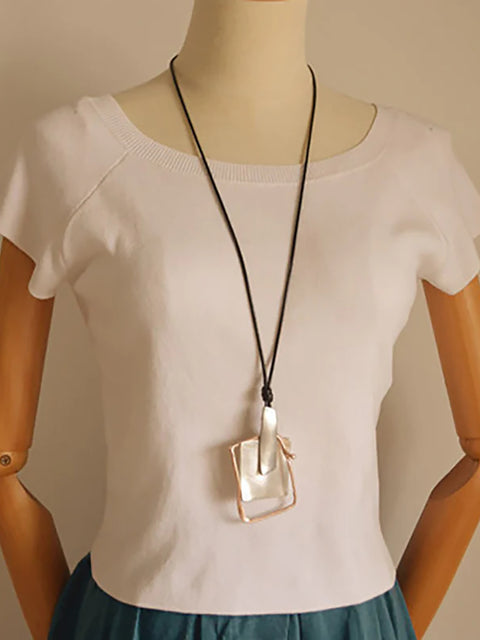 Buykud Simple Casual Géométrique Pendentif Long Collier