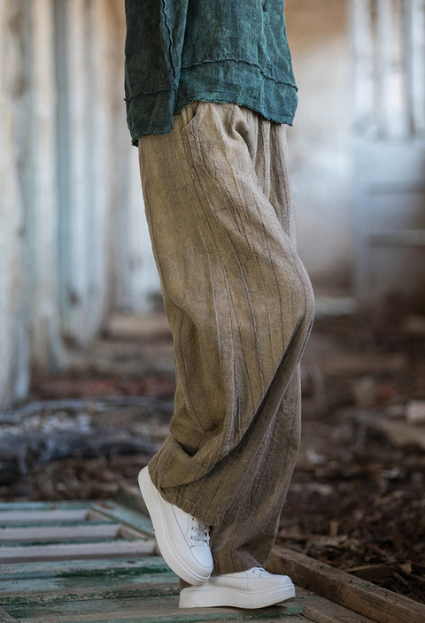 Pantalon lanterne de poche rétro tie-dye pour femmes de grande taille d'été