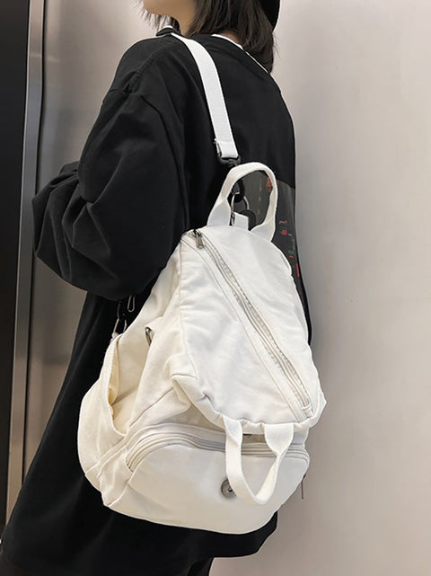 Sac à dos de sacs à bandoulière solides en toile de style japonais