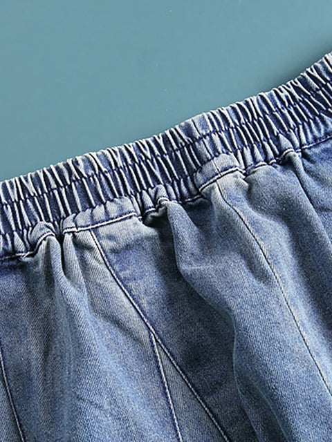 Grande taille - Jean en denim ample simple de couleur pure