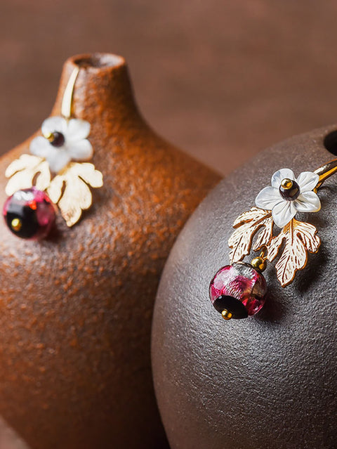 Boucles d'oreilles rétro en coquillage et perles pour femme