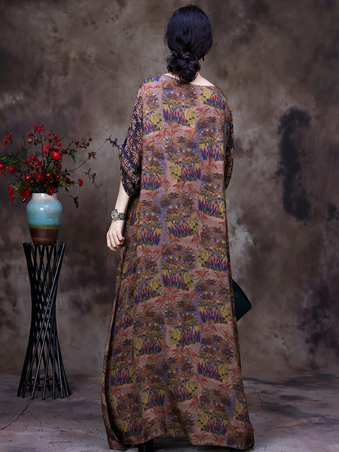 Robe longue rétro en dentelle patchwork floral vintage pour femmes