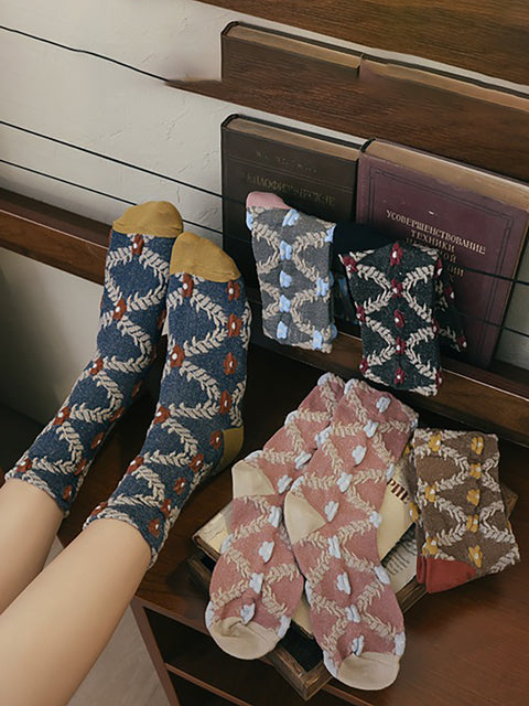 Chaussettes d'équipage décontractées à fleurs de style Lolita pour femmes, 5 paires