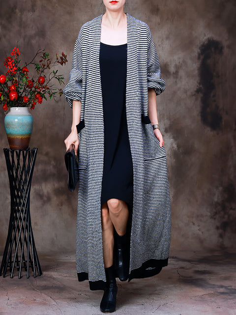 Women Autumn Casual Striped Coat