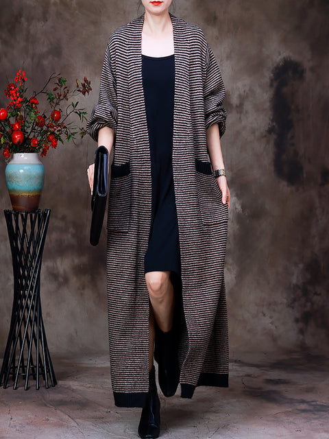 Women Autumn Casual Striped Coat